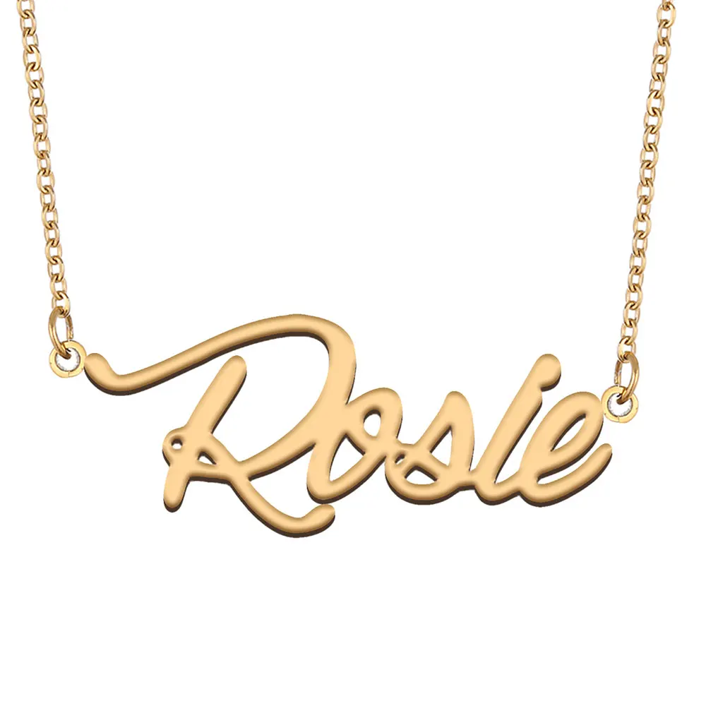 Rosie Name Necklace for Women Stainless Steel Jewelry Gold Color Nameplate Pendant Collares Para Mujer Letters Choker