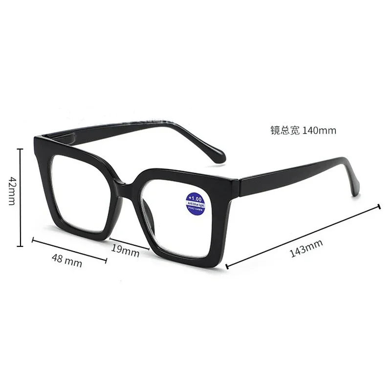 New Fashionable Large Frame Reading Glasses with Spring Legs Multi-colour Anti-blue Light Presbyopia Glasses for Men and Women