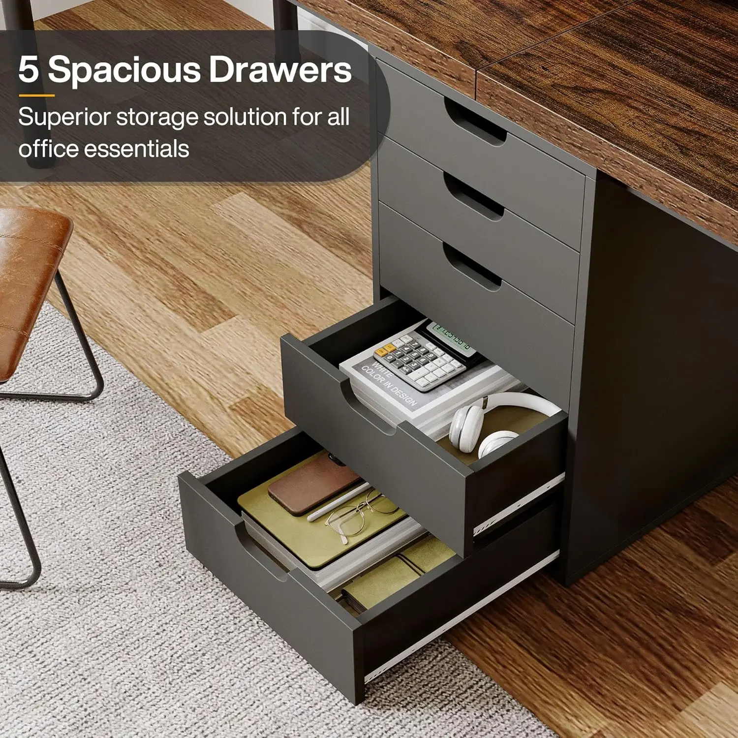 Tribesigns Two Person Computer Desk with 5 Drawers, 78.7 Inches Extra Long Double Office Desk, Modern Simple Double Computer Des