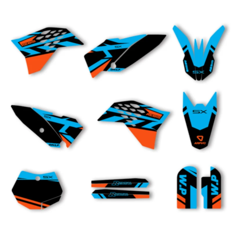 

Powerzone New Style Decals Stickers Kits for KTM SX65 SX 65 2009-2015 Number Name Background Custom