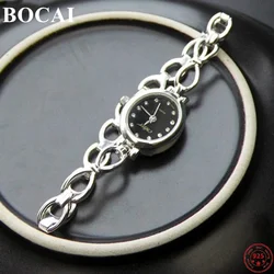 BOCAI Sterling Silver S925 Bracelet Honorable Thai Silver Women's Hand Chain Elegant Pure Argentum 925 Watchband Watch Jewelry