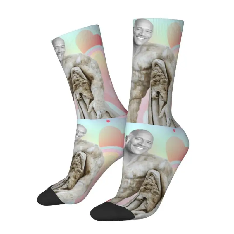 Funny Johnson Meme Men Women Crew Socks Unisex Fashion 3D Print The Rock Dwayne Dress Socks