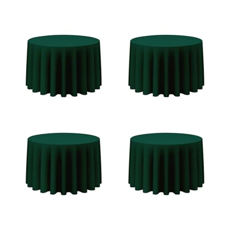 

4 Pack Hunter Green Round Tablecloths 108 Inch for 48 Tables - 150 GSM Polyester Fabric Floor Length Drop Water Stain Wrinkle R
