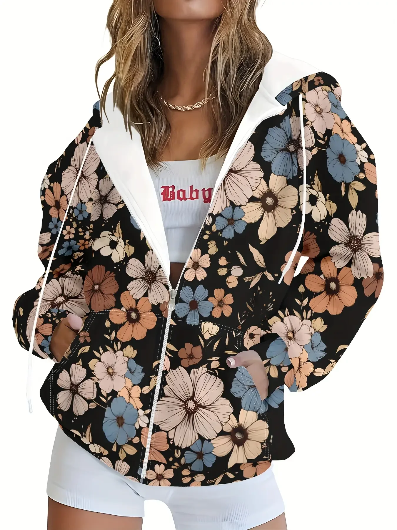

New Women's Printed Zipper Hoodie - Retro Fashion Full Zipper Hoodie with Pocket, sudaderas de hombre