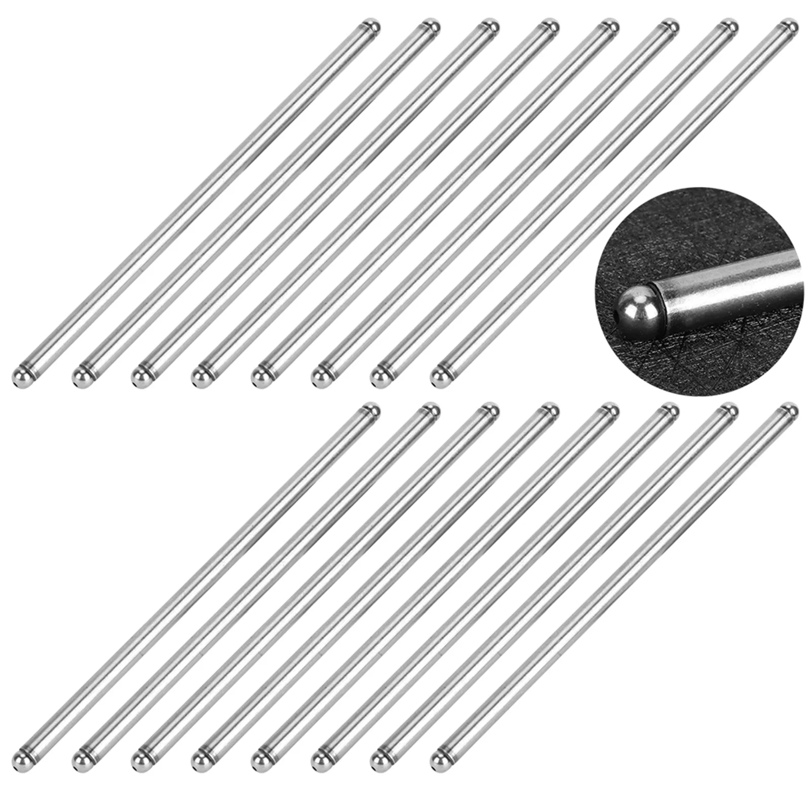 16pcs Hardened Steel Pushrods Set 5/16in Diameter 7.8in Standard Length