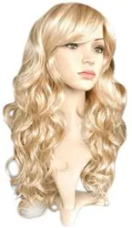 Long Wavy Syntehtci Hair Cosutme Gold Hair Heat Resistant Cosplay Wig for Women Mixed Blonde Party