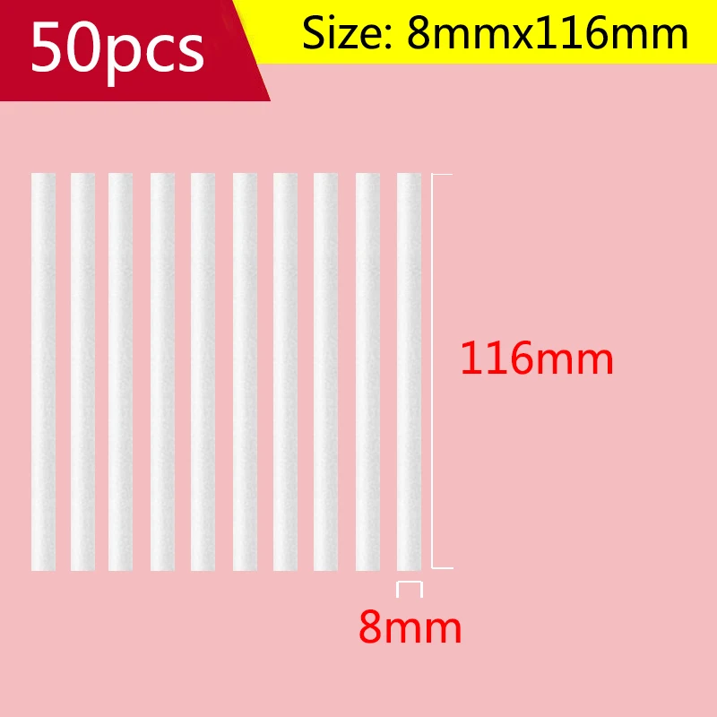 8mmx116mm 50pcs Air Humidifier Aroma Diffuser Replacement High Quality Water Absorbing Cotton Swab Filters Universal Cuttable