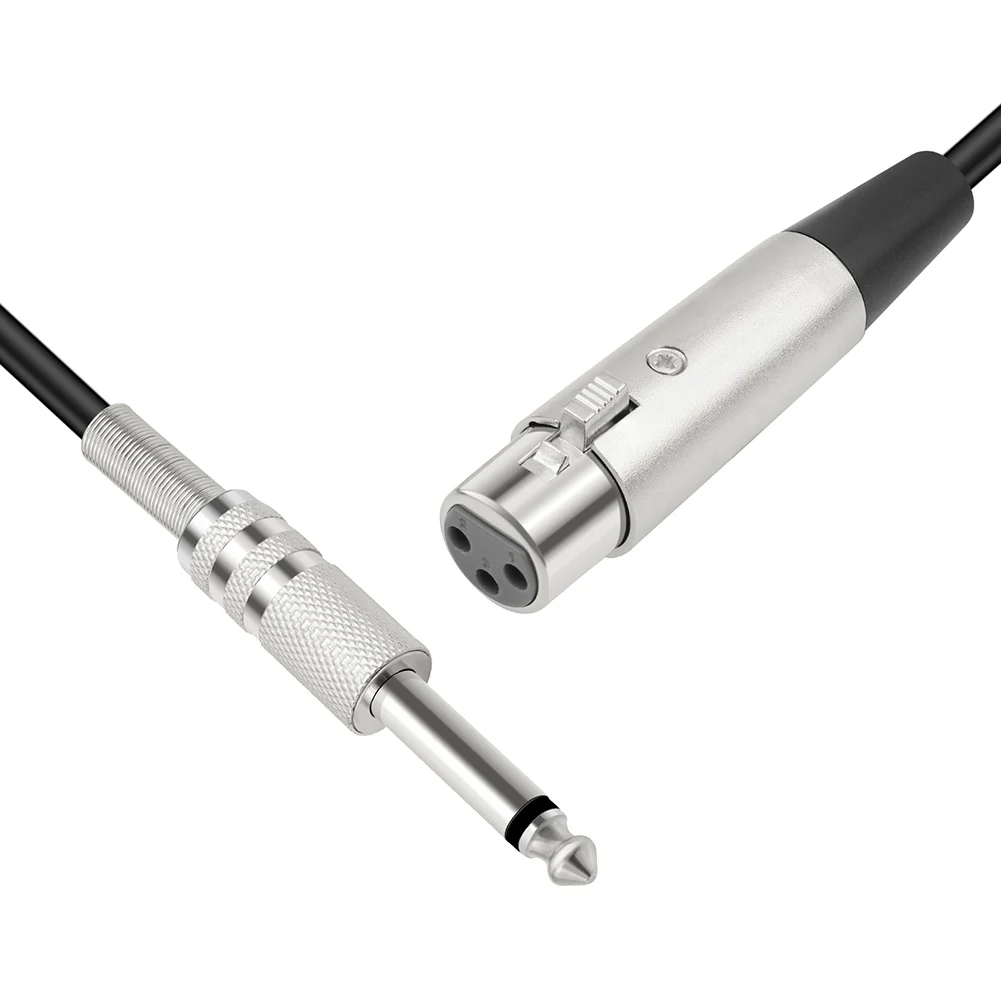 XLR Female To 1/4 (6.35mm) TS Mono Jack Mic Cord Braided Unbalanced Microphone Cable for Dynamic Microphone