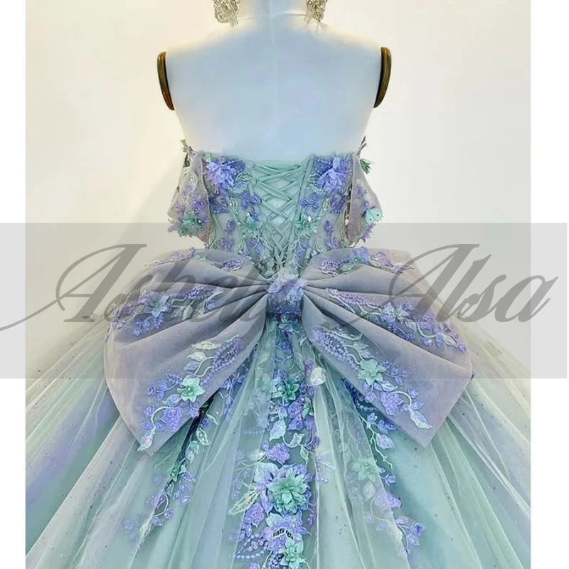 A1401 Ekskluzywne Sukienki Quinceanera dla Prawdziwej Księżniczki, Aplikacje Kwiatowe, Kokarda, Suknia Balowa, Bal Maturalny, Urodziny, Ślub 15, Personalizowane