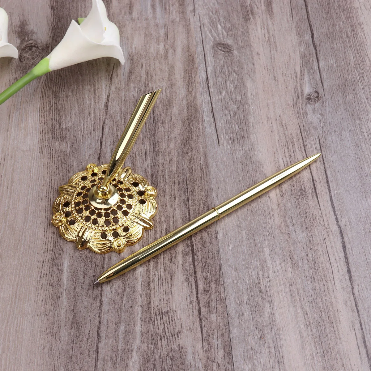 

Golden Signing 16cm Alloy Rotatable Hollow Holder for Wedding Bridal Guest Bridal Signing Special Days