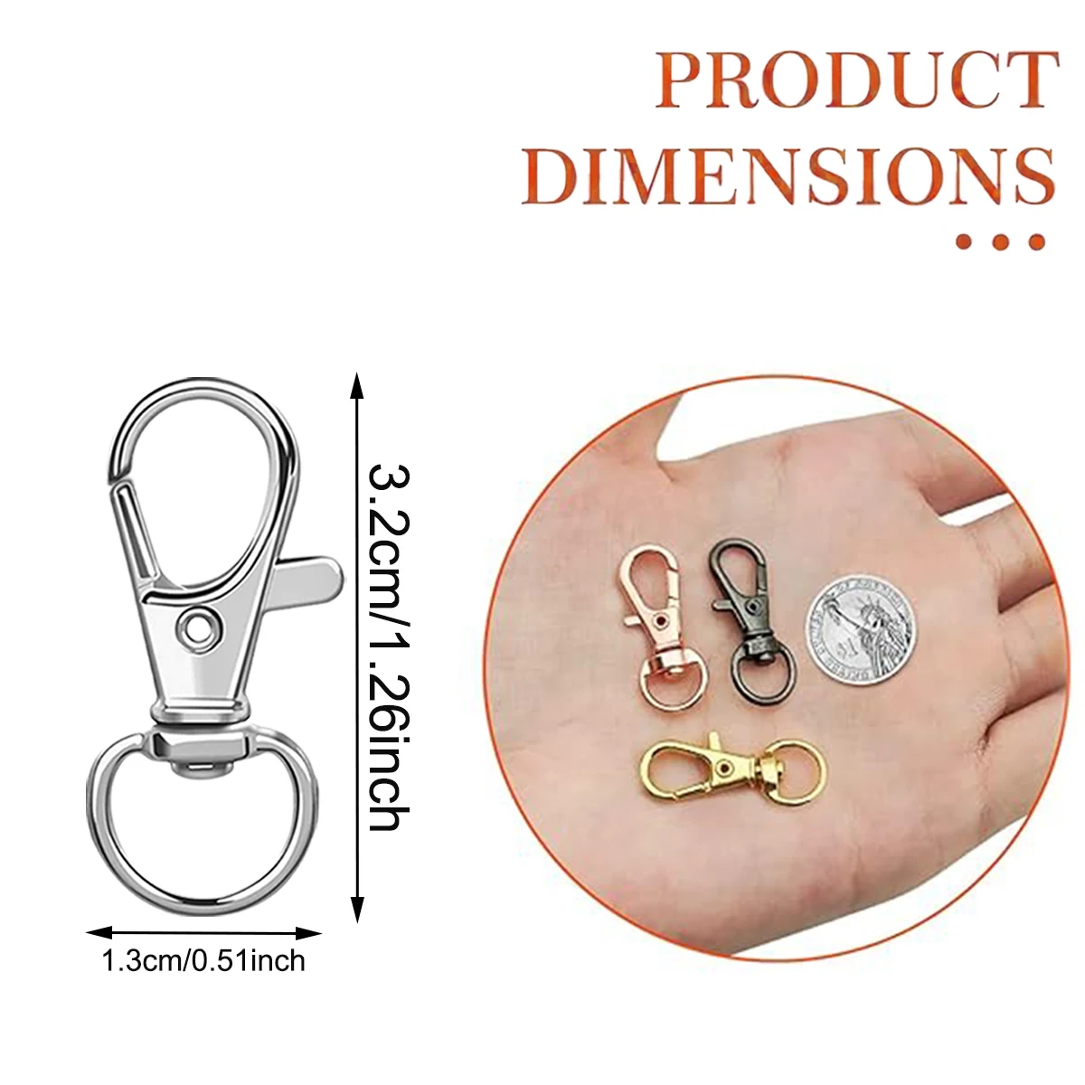20/40/60/80/100 Pcs Lobster Claw Clasps Swivel Spring Hook, Suitable For Keychains, Bags and Gift Creative Accessories DIY Craft