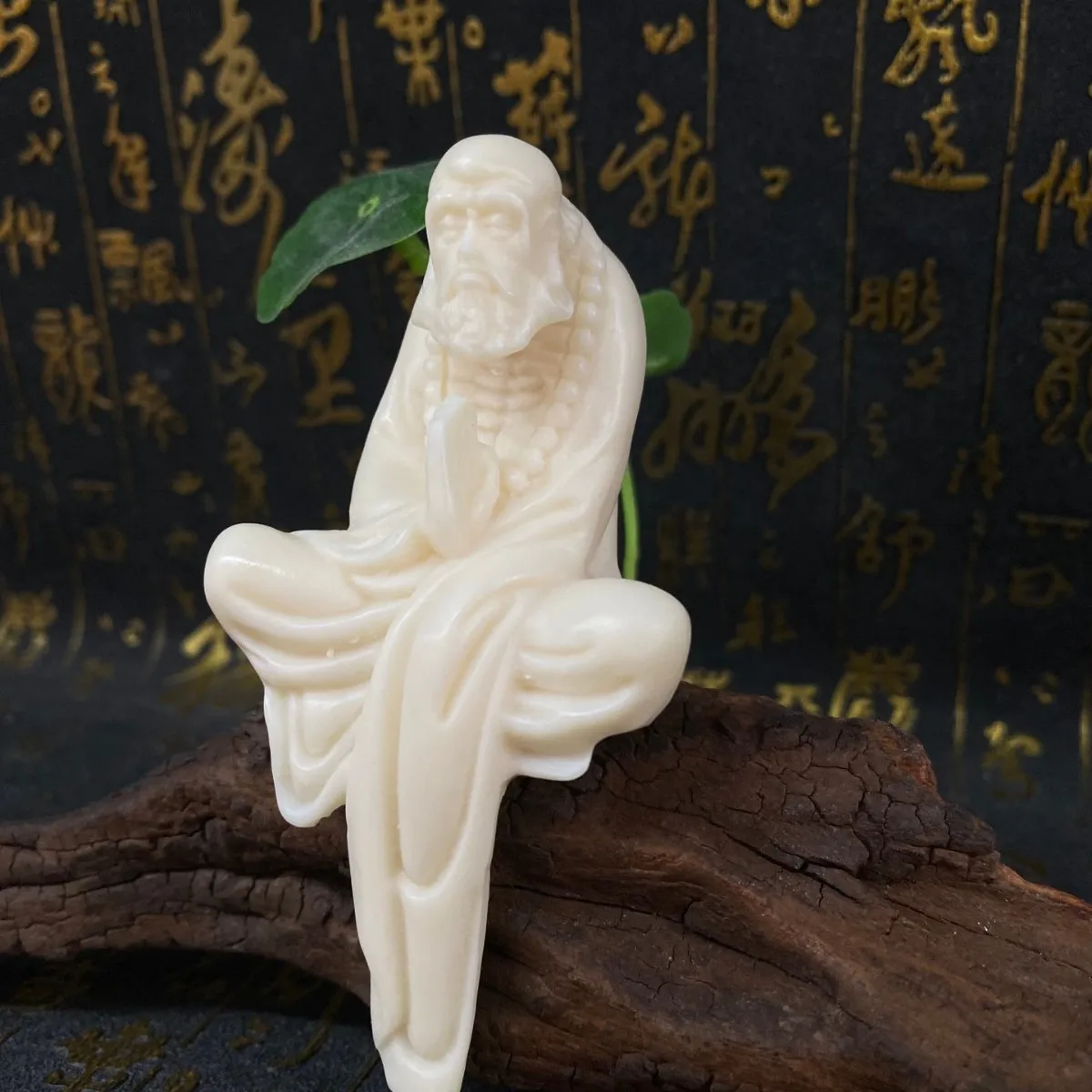 Ivory Nut Carved Hanging Patriarch Bodhidharma Figurine 125.33.8cm Home Living Room Decor Art Craft Ornament