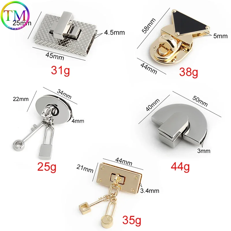 Metal Clasp Twist Locks Rectangle Flip Locks For Handbags Shoulder Bags Purse Woman Diy Leather Bag Craft Hardware Accessories