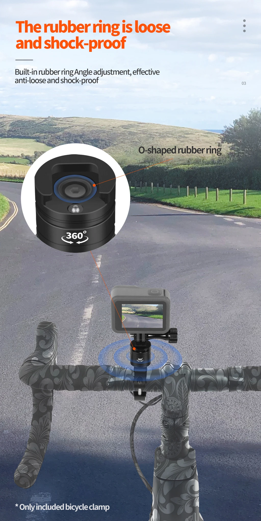 360 drehbarer Fahrrad kamera halter Schnell verschluss Split Mount Lenker klemme Motorrad halterung für Gopro Hero 13 12 11 Dji Action 4 – Detail 6