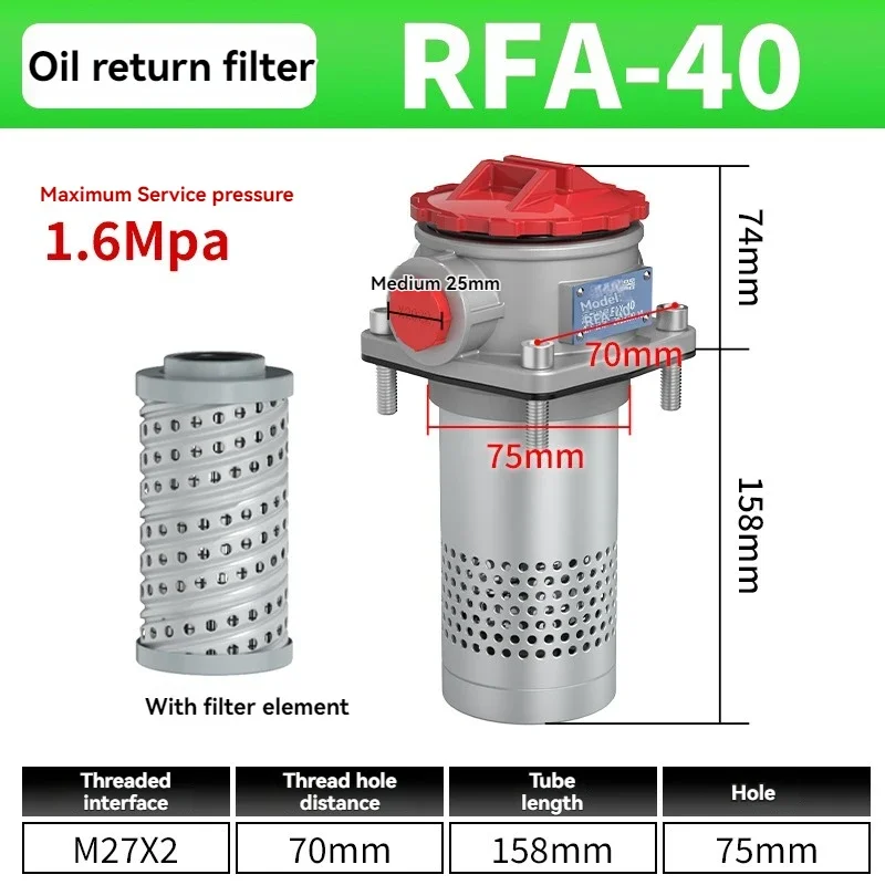 Industrial storage tank Rfa63 oil return filter hydraulic component
