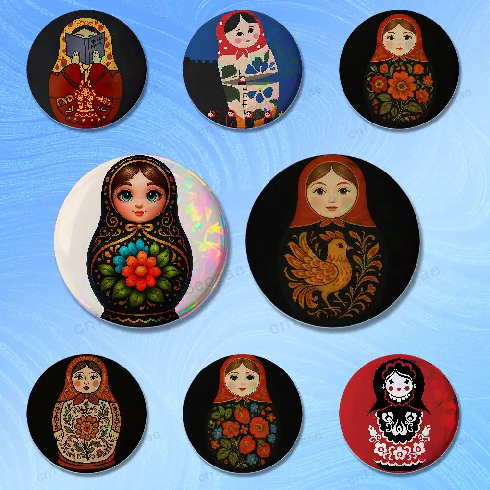 

Dolls Matryoshka Russian Custom Badges 25 32 44 58 75 mm Brooch Backpack Hat Enamel Pins Accessories Toys Gifts