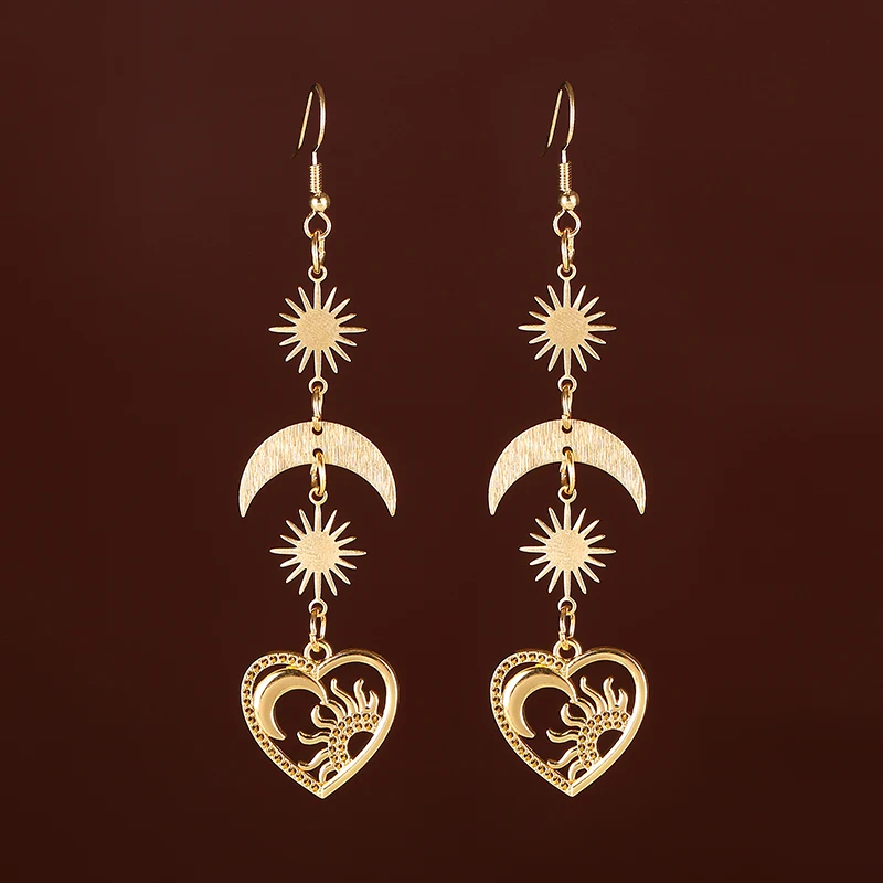 New Design Shiny Star Moon Drop Earrings Bohemia Charm Geometric Heart  for Women 2022 Fashion Jewelry Gifts