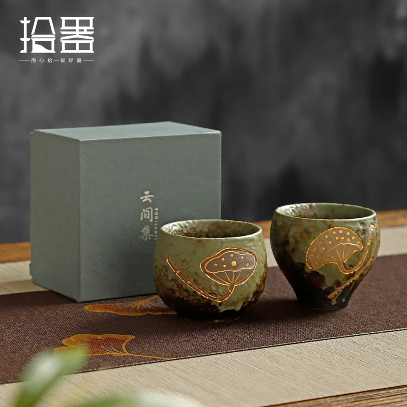 Ceramic lotus seed host cup small cup sample tea cup couple cup gift box tea ceremony tea set build a kung fu tea set
