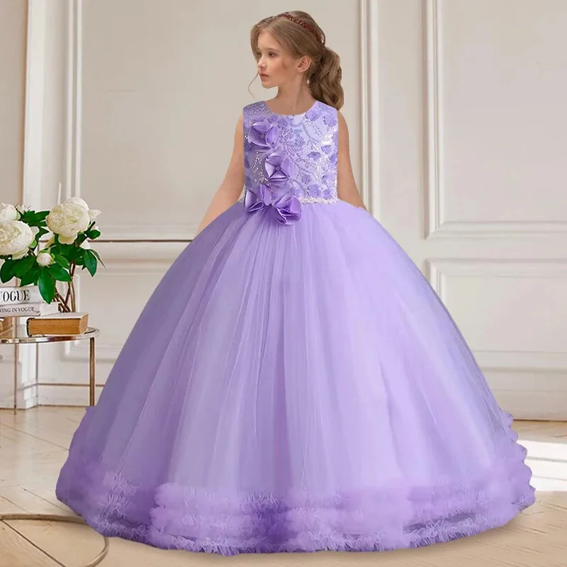 

New 4-14 Year Old Girl Dress New Year Dress Girl Birthday Wedding Party Celebration Sleeveless Princess Dress Christmas Dress