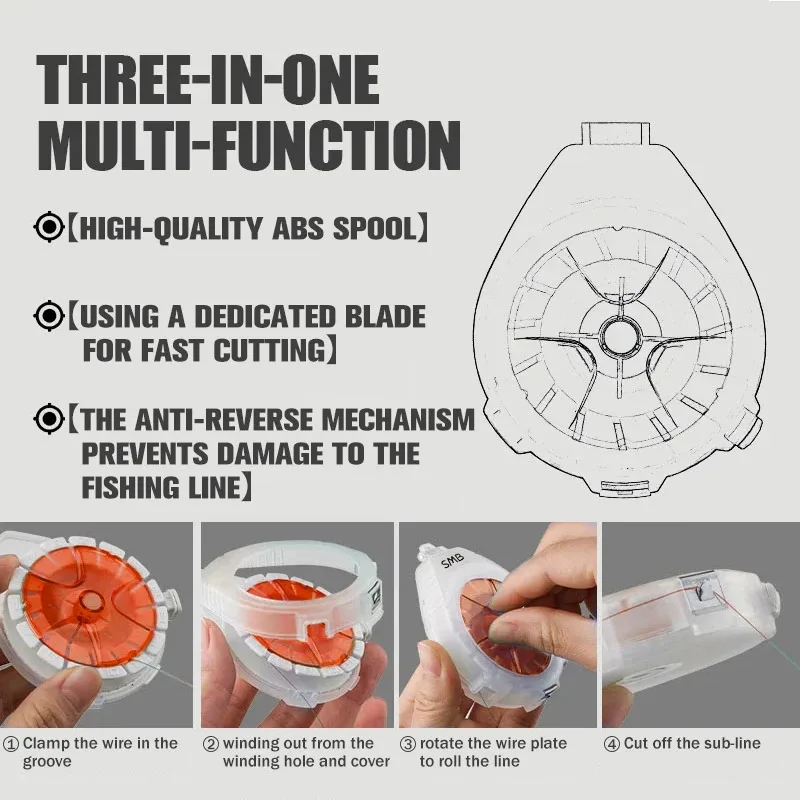 BRAVMACK صندوق خط الكربون متعدد الوظائف خيط صنارة الصيد لف مجلس صندوق تخزين مع جهاز مضاد للعكس أدوات اكسسوارات الصيد