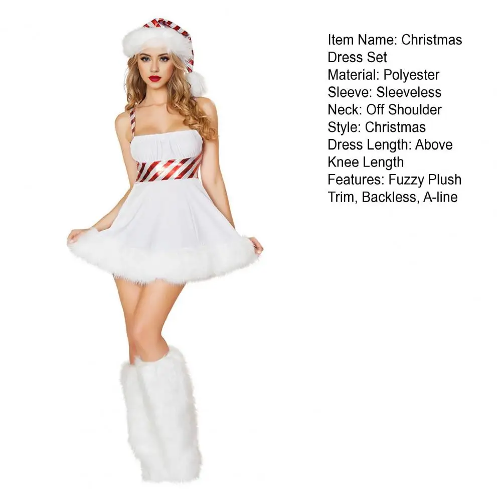 Christmas Halloween Carnival Party Winter Snowman Dress New Year Christmas White Velvet Xmas Santa Claus Cosplay Costume Clothes