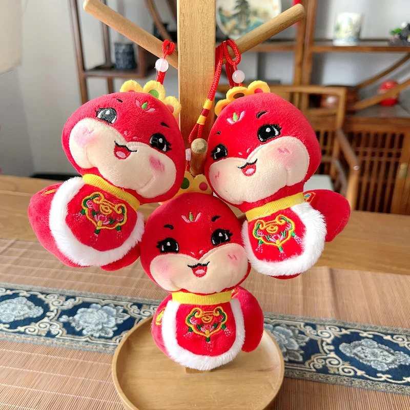 2025 Chinese Zodiac Snake Plush Toy 12cm Snake Year Mascot Stuffed Pendant Spring Festival Hanging Decoration New Year Gifts