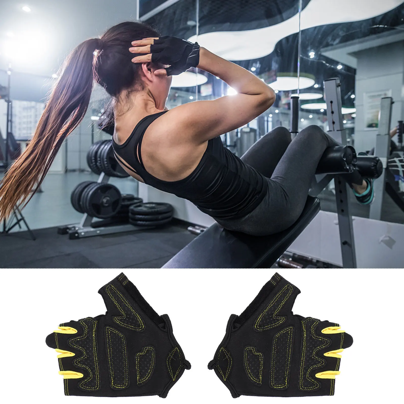

1Pair Anti-Slip Breathable Half-Finger Cycling Gloves Sunscreen Outdoor Fitness Riding Sports Gloves Protective Mitts