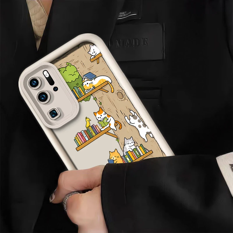 Cat Pattern Case For Huawei P20 P30 P50E P40 Lite P Smart Mate 20 30 40 50 Pro Y9 Prime 2019 Y7A Y9S Matte Shockproof Cases Capa - view 3