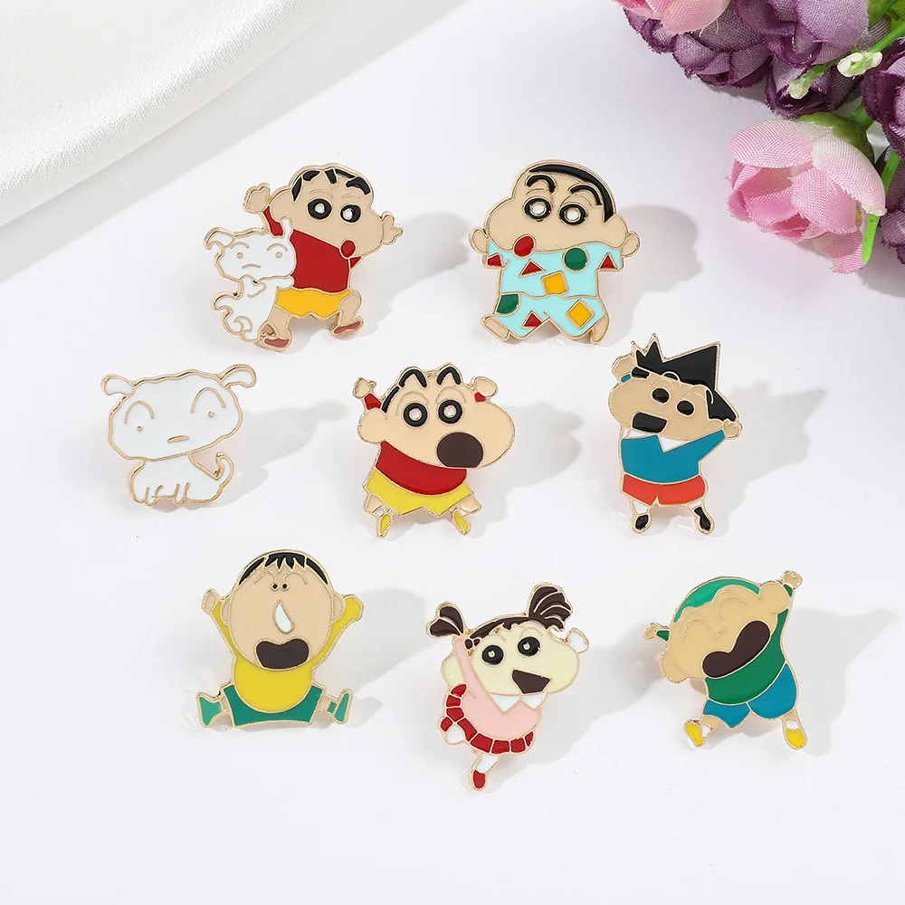 Crayon Shin Chan Lapel Pins Japan Anime Backpack Jeans Enamel Brooch Pin Women Fashion Jewelry Gifts Funny Child Cartoon Badges