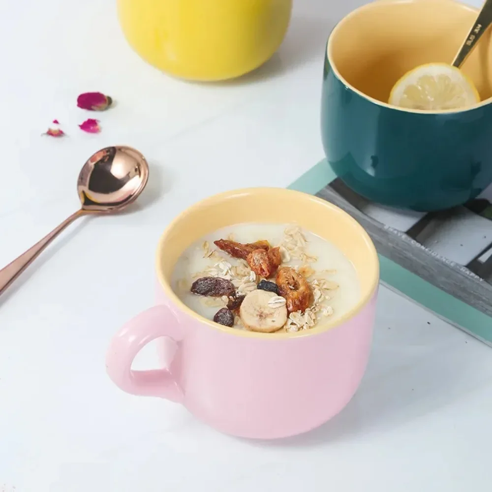 European-style Big Belly Milk Cup Large-capacity Oatmeal Breakfast Cup Household Soup Bowl Student Children Creative Ceramic Mug