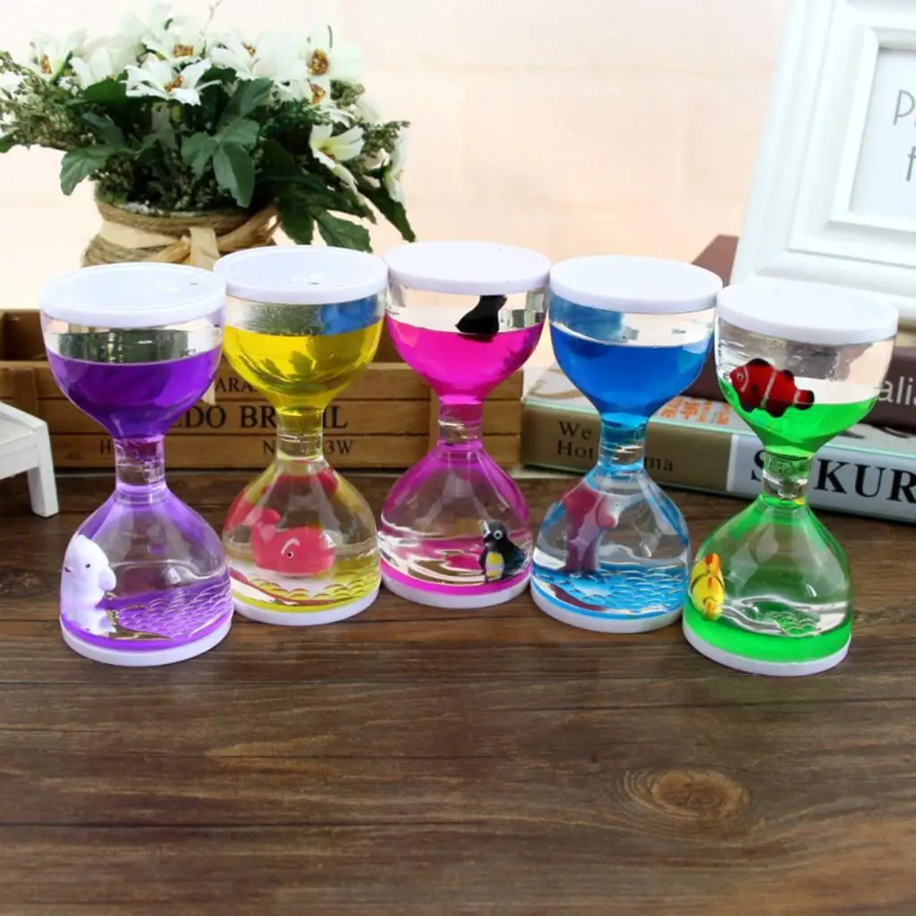 

Liquid Motion Bubbler Timer Sensory Desk Toy Kids Dolphin Oil Hourglass