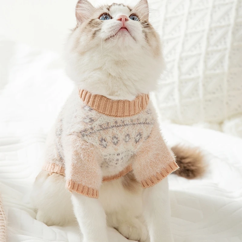 Winter Warm Pet Dog Clothes Fashion Dog Knit Sweater Cute Print Puppy Pullover Soft Cat Sweater Chihuahua Clothes Pet Outfits