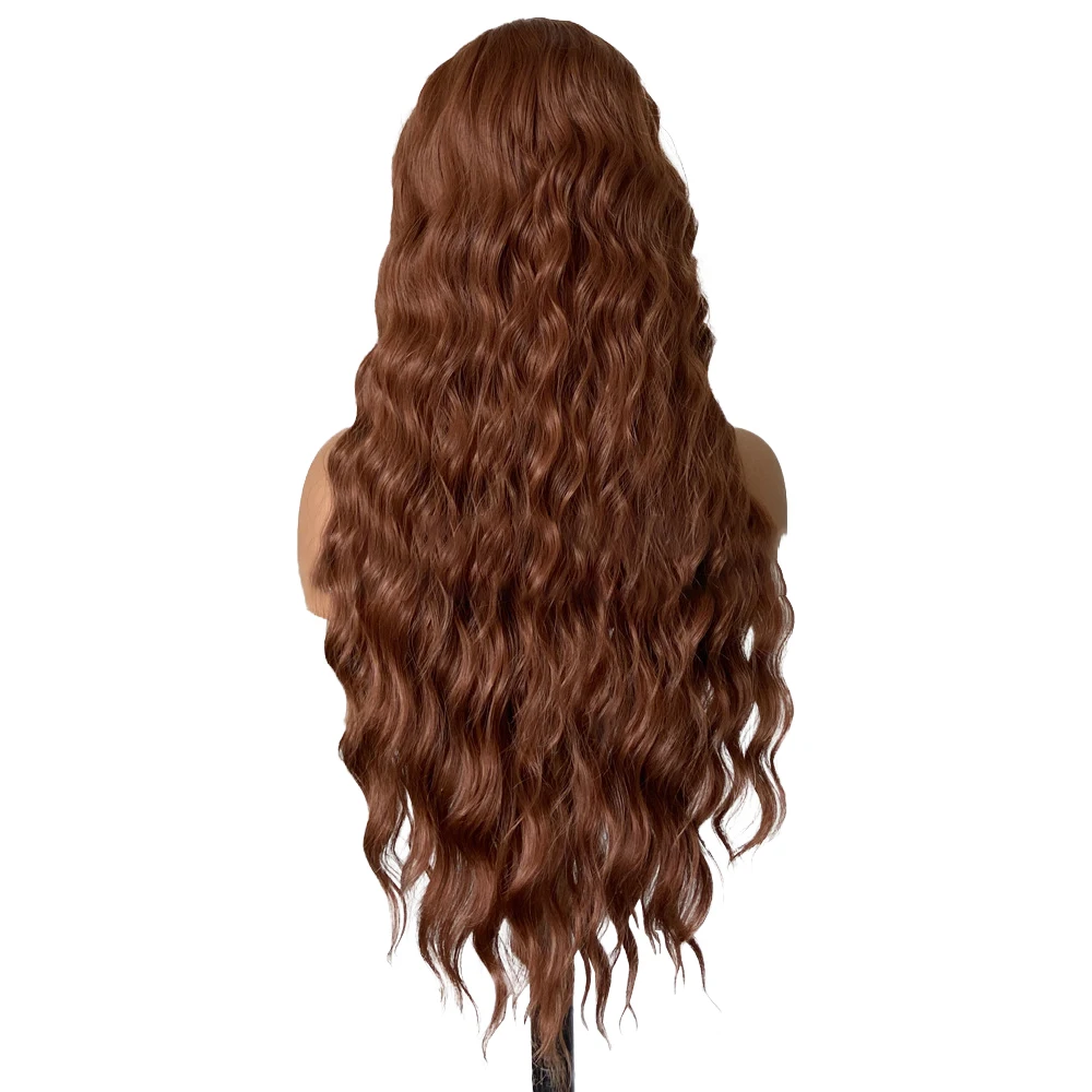 The New 14-26 Inch Light Brown Wavy 13x4 Front Lace Synthetic Hair Is Suitable For Women To Wear In Daily Life As A High-End Wig