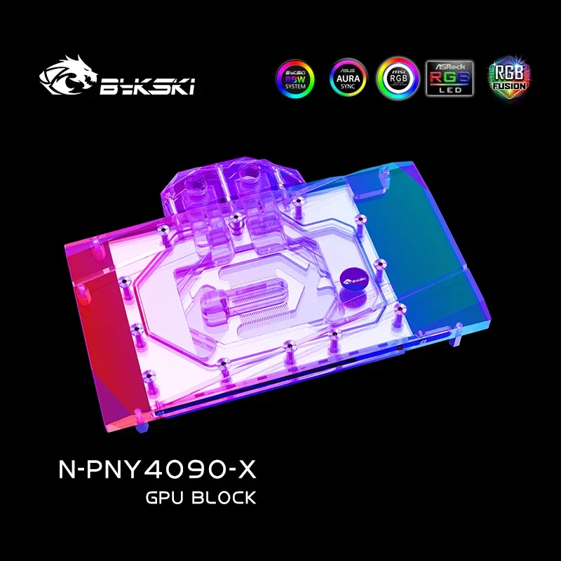 Bykski RTX4090 GPU nights For PNY RTX 4090 Watercooler + CNC Backplate 5V/12V RGB MB SYNC N-PNY4090-X