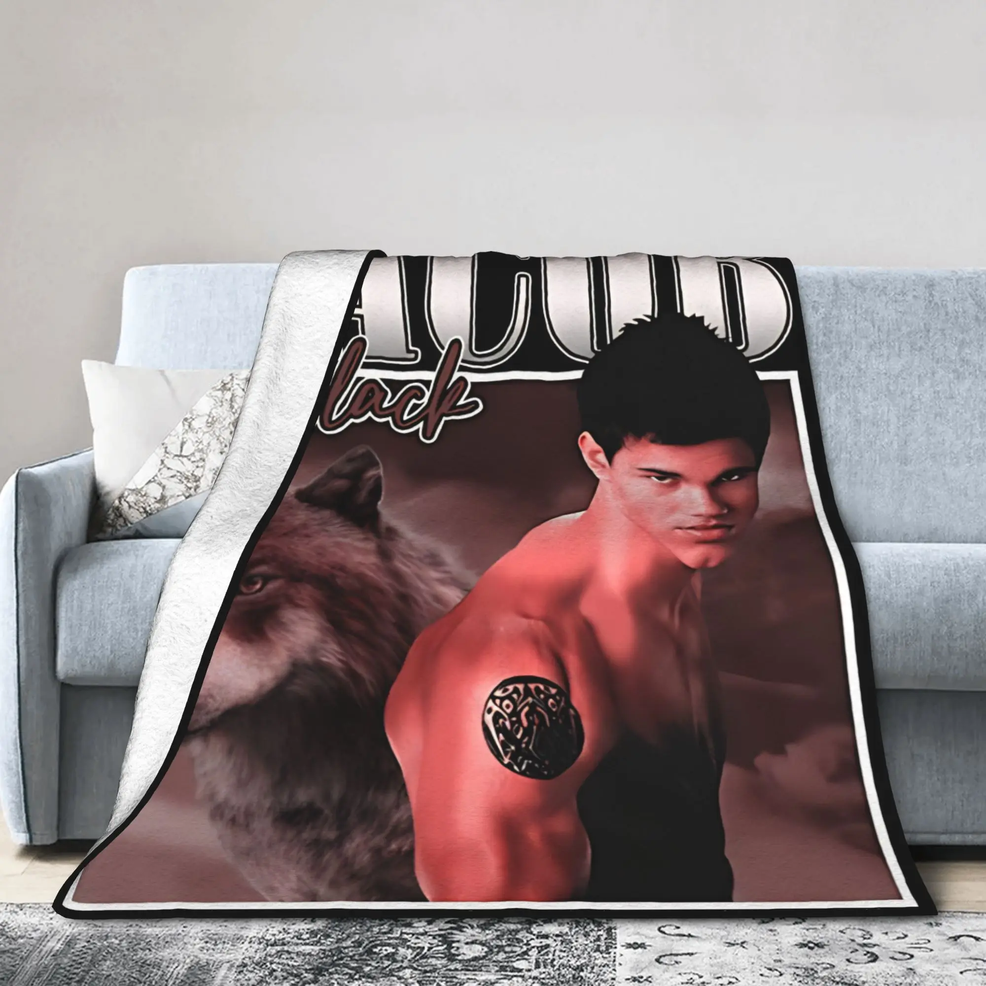 Twilight Jacob Black Blanket Girls  Flannel Throw Blanket For Outdoor Cozy Custom Quality Bedspread Gift