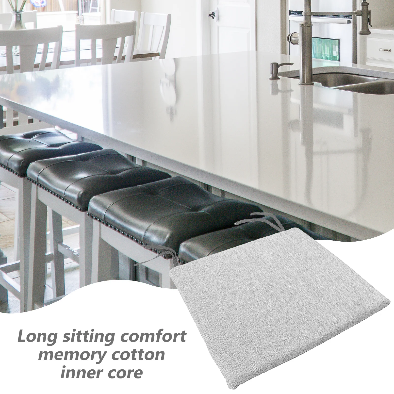 

Memory Foam Seat Cushion with Ties Firm Fit Ergonomic Support for Office Chair Car Home Comfort Use Patio Chair Cushions