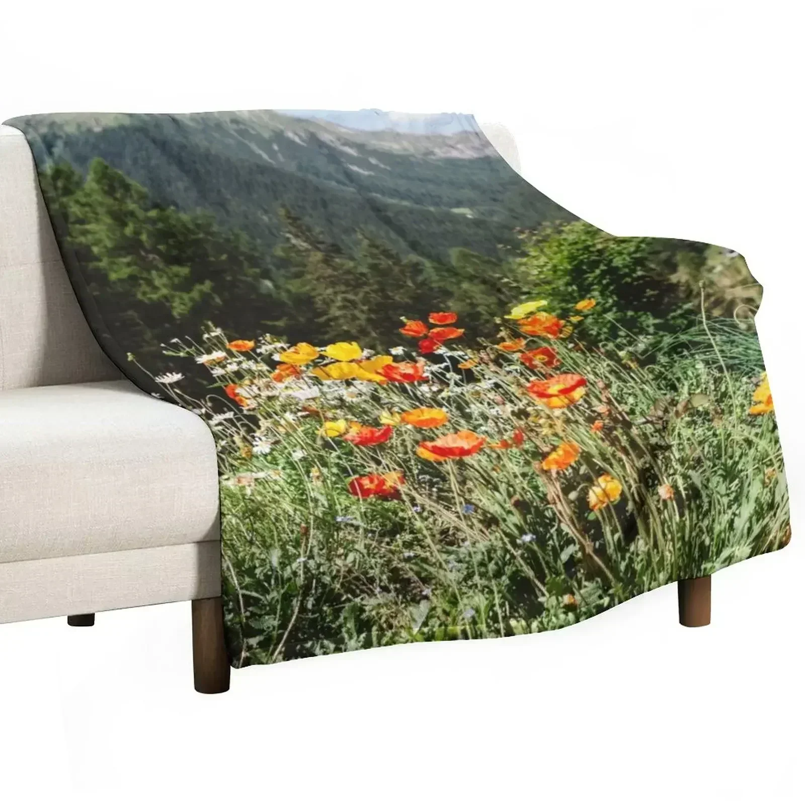 

Mountain garden Throw Blanket Flannel Fleece Soft Warm Throw Blanket