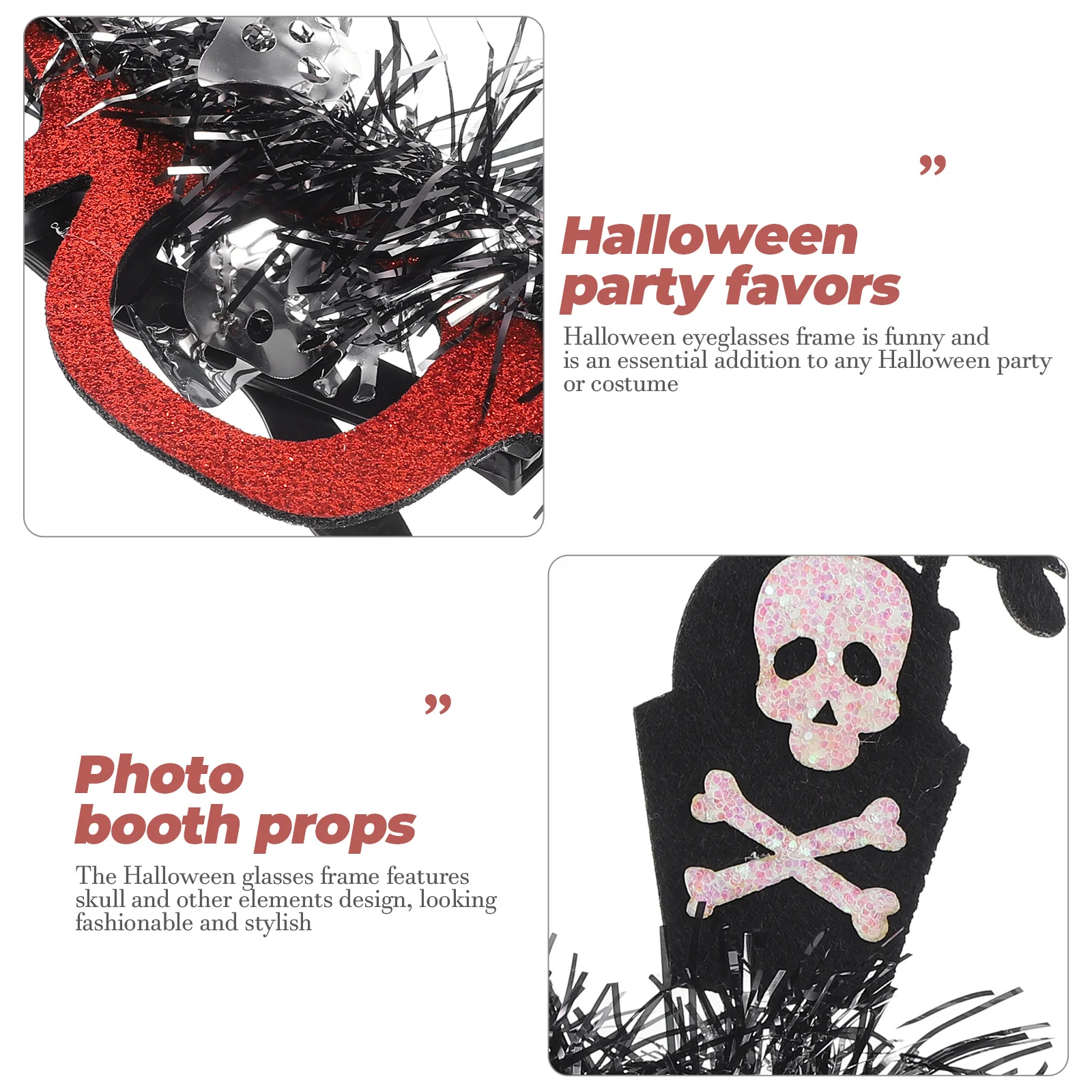 

Очки для Хэллоуина, рамка с элементами черепа, фетровая ткань, пластиковые вечерние очки, реквизит для фотосессии на Хэллоуин, забавные очки, костюм
