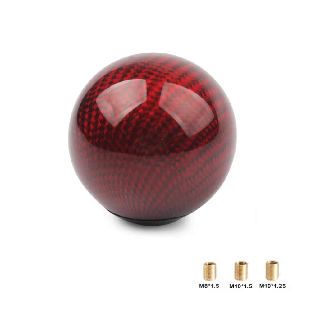 Carbon Fiber Knob for Automotive Use with Three Standard Adapters M8x1.25 M10x1.25 M12x1.25 for Manual Gearboxes