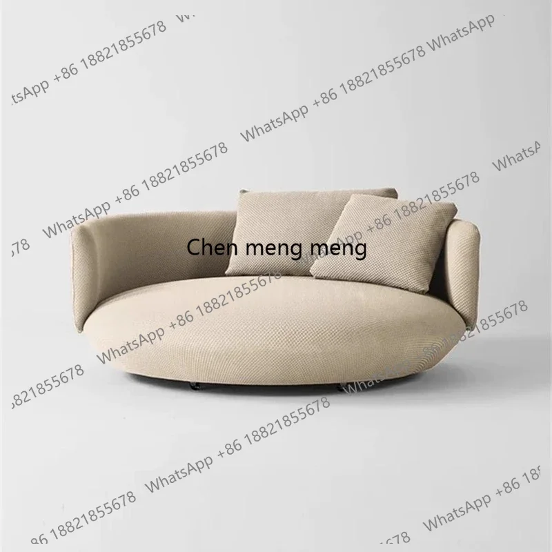 Cream Style Small Apartment Living Room Sofa Fabric Modern Simple Creative Curved Beauty Salon Reception Three-Seater