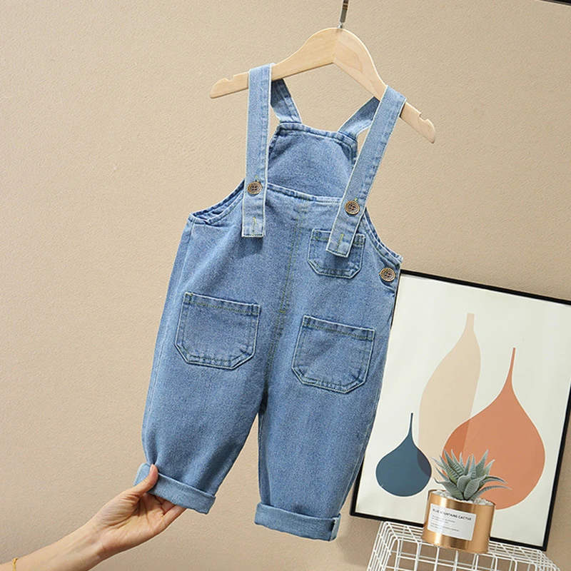

DIIMUU 1 2 3 Years Toddler Boys Denim Pants Baby Long Overalls Dungarees Kids Boy Jeans Jumpsuit Boys Bottoms Trousers Clothing