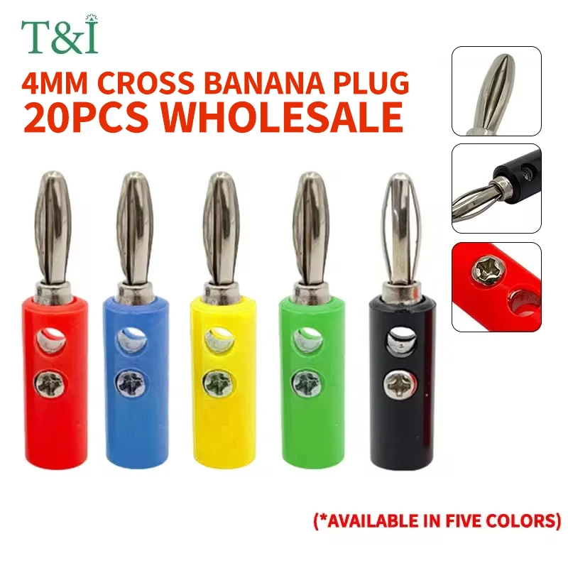 20Pcs 4mm Banana Plug Two-Hole Cross Flower Banana Plug Audio Box Speaker Amplifier Terminal Banana Plug