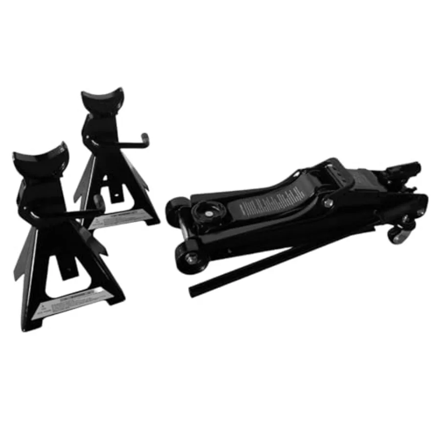 

2,5-тонный автомобильный напольный домкрат для грузовиков, сверхмощный стальной гидравлический низкопрофильный домкрат с 2-мя подставками для домкрата, комплект для ремонта шин для гаражей