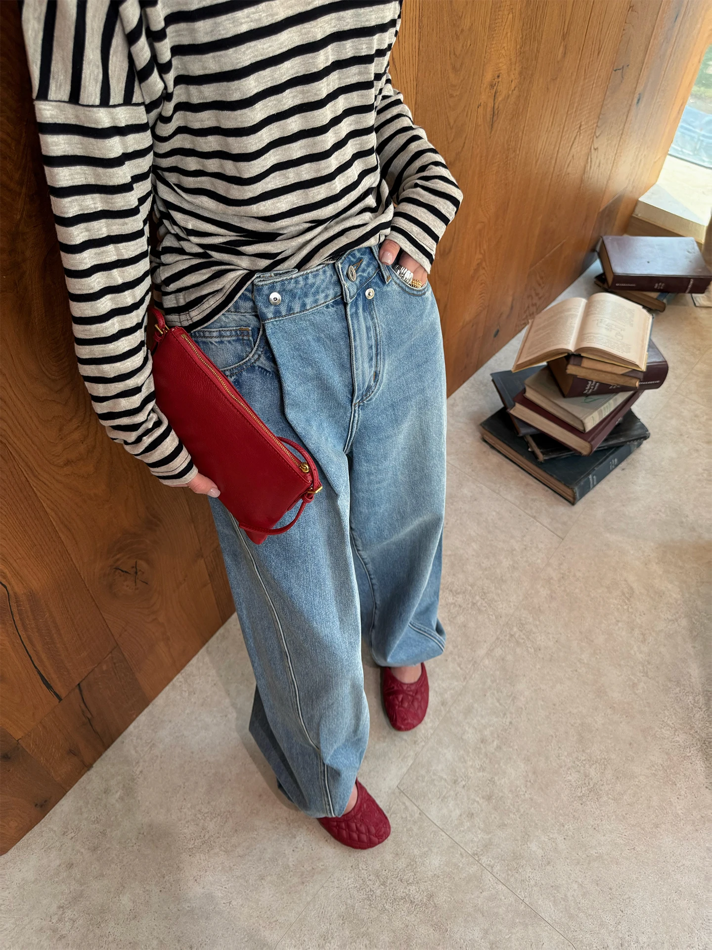 

Light Wa High Waist Wide Leg Loose Fit Women's Jeans Buue Silent Cloud Spring 2026 New Sle Retro Straight Leg Pants