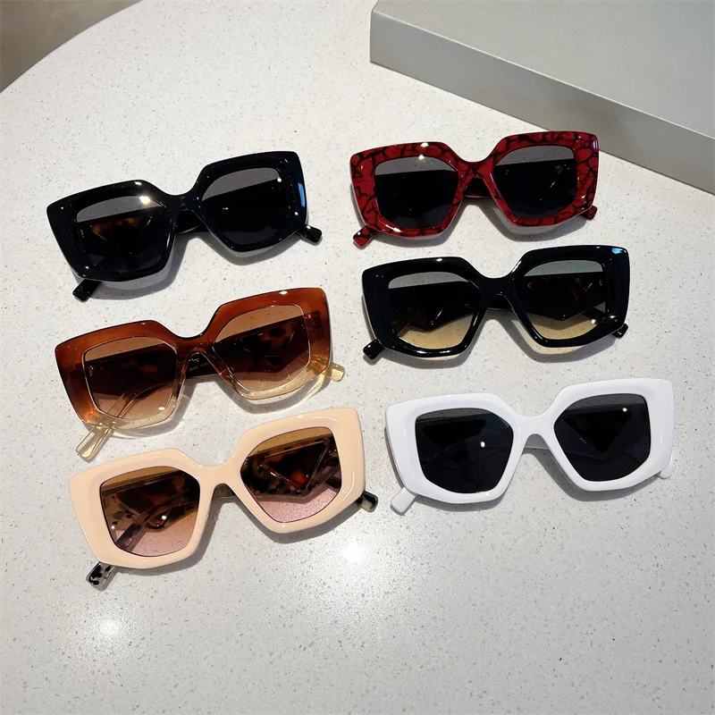 KAMMPT Oversized Vintage Sunglasses Women Fashion Irregular Gradient Shades Eyewear Trendy Luxury Brand Design UV400 Sun Glasses