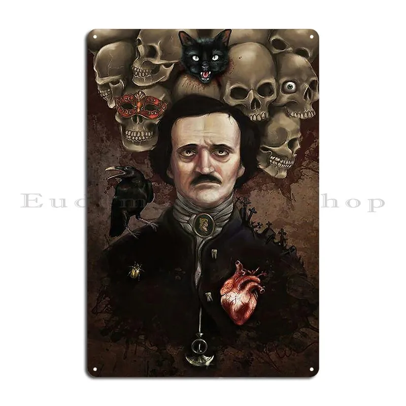 Edgar Allan Poe Metal Signs Wall Mural Garage Wall Cave Designs Cinema Tin Sign Poster