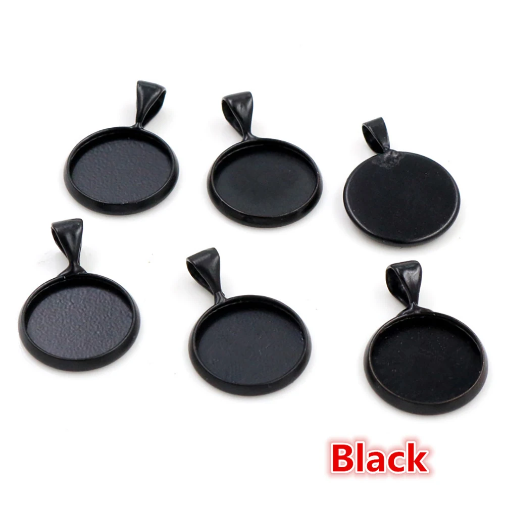 20pcs 12mm Inner Size Silver Gold Rhodium Plated Brass Material Simple Style Cabochon Base Cameo Setting Charms Pendant Tray