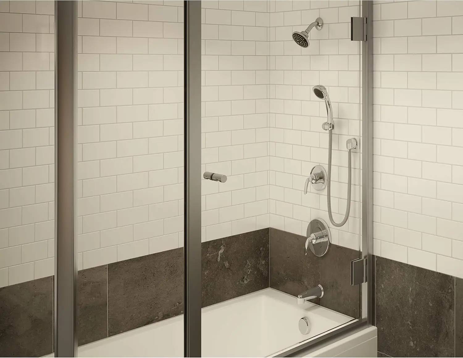 5506-1.5-Trm Elm 2-Handle Tub And 5-Spray Shower Trim With 3-Spray Hand Shower In Polished Chrome (Valves Not Included)