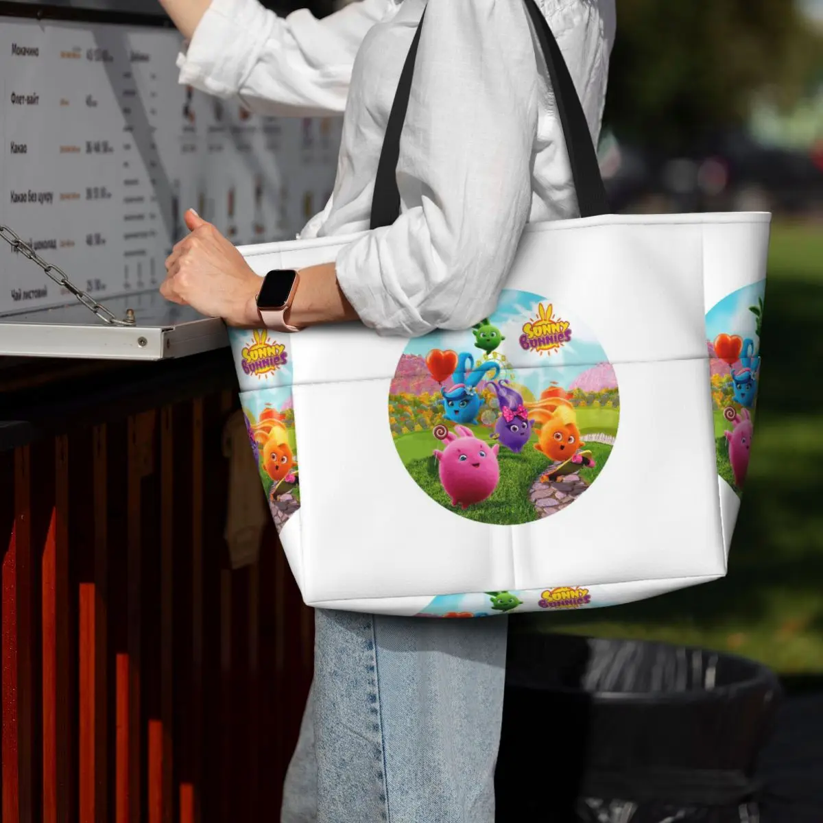 Sunny Bunnies Anime Cartoon Beach Tote Bag Sport Gym Yoga Duffle Large Tote Bag Women Travel Bag Fitness bag