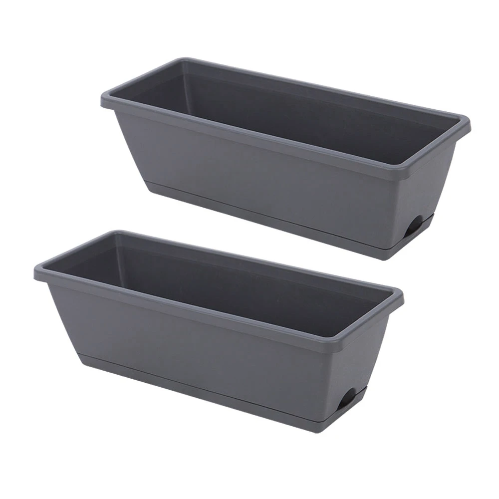 

2 Packs Self Watering Planters Rectangular Plant Pot Modern Decorative Flower Pot/Window Box for All House Plants